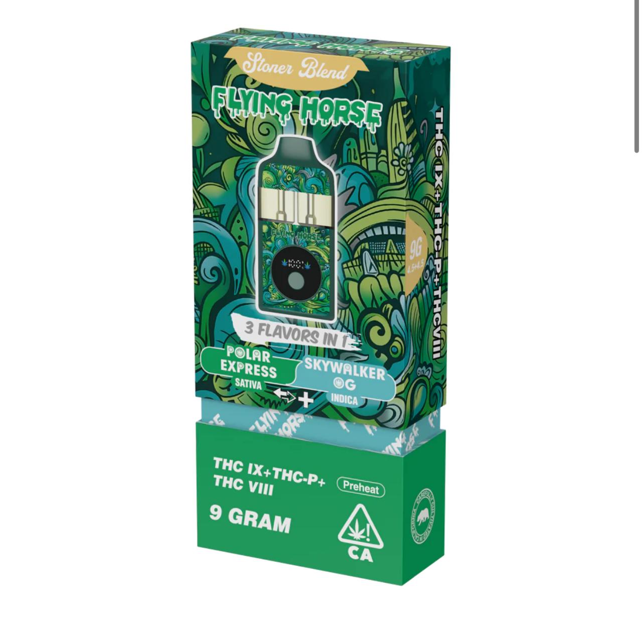 Flying Horse – Stoner Blend | 9g Triple Strain Vape (Edición Esmeralda)