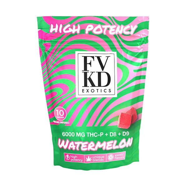 FVKD Exotics – Watermelon Gummies [6000mg | THC-P + Delta 8 + Delta 9 | 10ct]