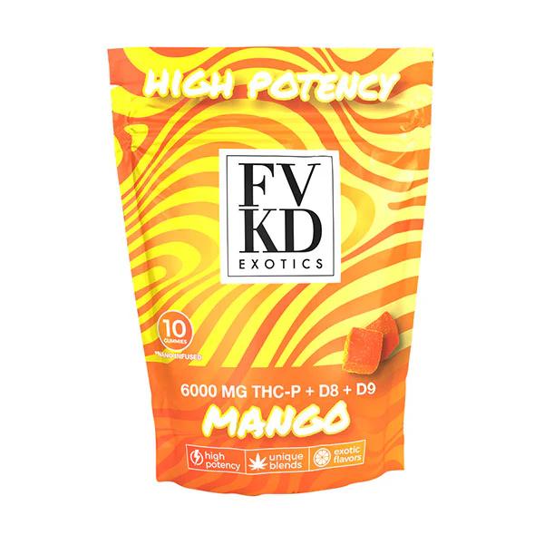 FVKD Exotics – Mango Gummies [6000mg | THC-P + Delta-8 + Delta-9 | 10ct]